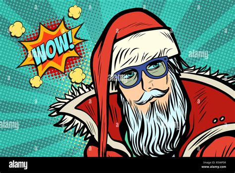 Wow Hipster Santa Claus Stock Photo Alamy