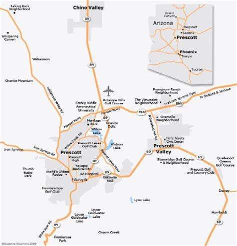 Prescott And Surrounding Areas Prescott Arizona Map Prescott Valley