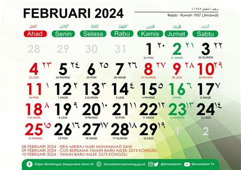 Daftar Tanggal Merah Libur Nasional Februari 2024 Lengkap Dengan Hari