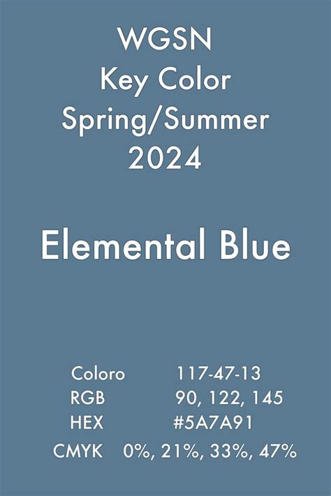 Elemental Blue Trends Color Wgsn Coloro Fashion Ss24 Lente