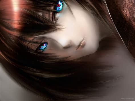 Blue Eyes Hair Art Girl Anime Girl Red Hair Femalr Hd Wallpaper