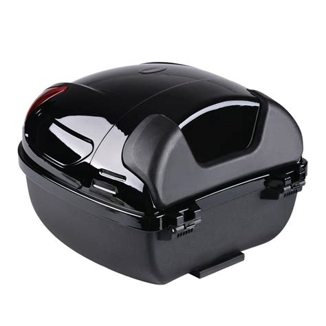 15in Black Motorcycle Trunk Tail Box Luggage W Top Rack Backrest