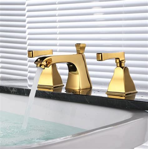 Fashion Bathroom Basin Faucet Deck Mounted Bath Mixers Gold Laboratory