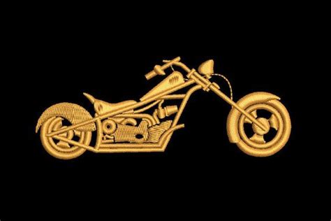 Harley Chopper Motorcycle Bike Embroidery Pattern 4 Sizes Filled