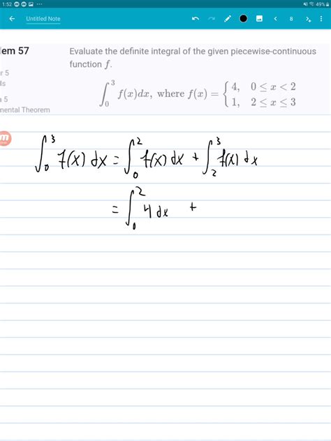 Solved Evaluate The Definite Integral Of The Given Piecewise Continuous Function F ∫0 3 F X D