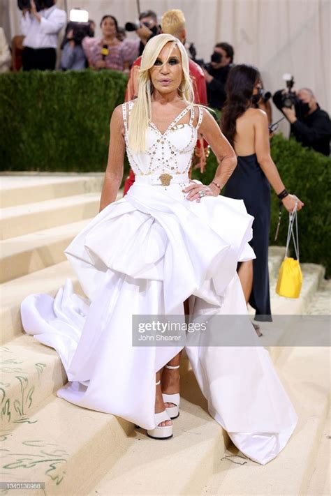 Donatella Versace In Versace 2021 Met Gala White Formal Dress Formal