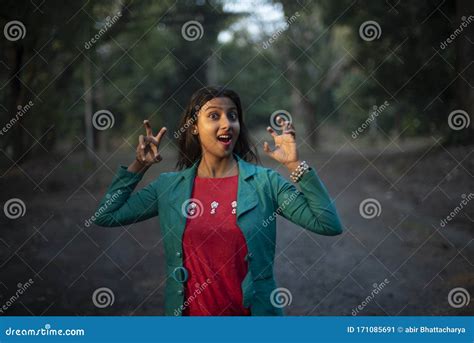 Indian Girl In The Park And Indian Lifestylewinter Stock Image Image