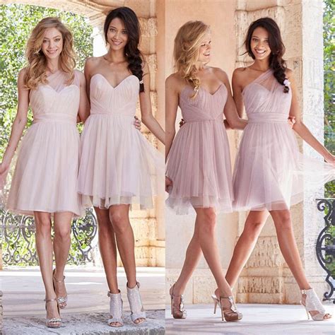 Pink Bridesmaid Dresses Short Mismatched Bridesmaids Mismatched