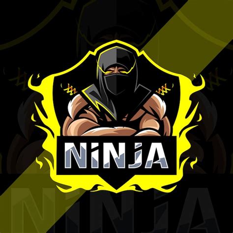 Ninja Mascote Logotipo Esport Design Vetor Premium