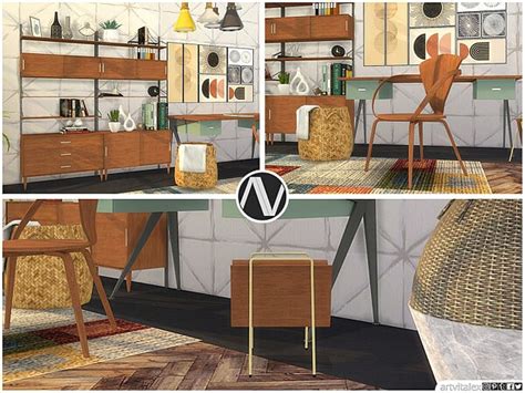 Mid Century Modern Beverly Office By Artvitalex From Tsr • Sims 4