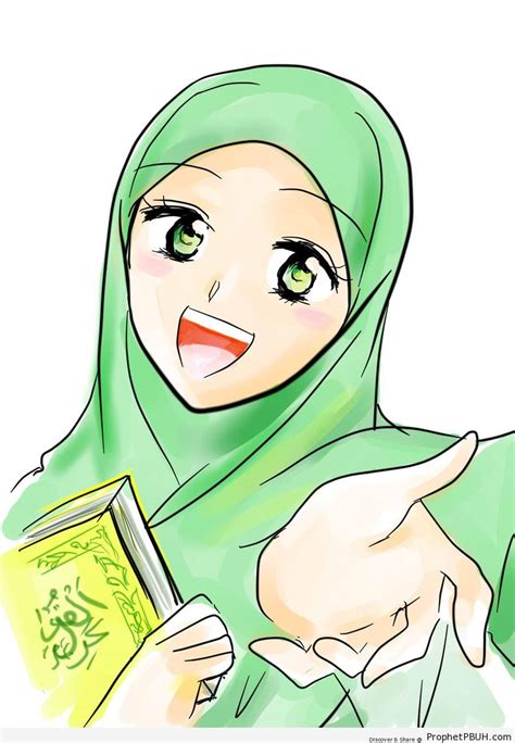 Happy And Welcoming Hijabi Muslimah Drawing Drawings Prophet Pbuh