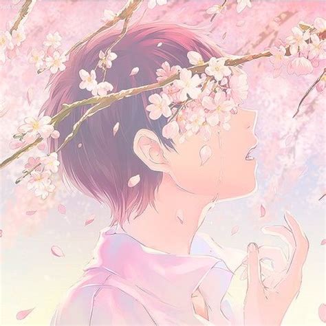 anime girl under cherry blossom tree