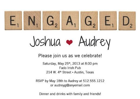 Engaged Scrabble Invitation Printable Or Printed W Free Etsy