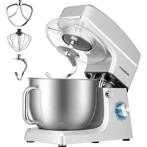 vivohome 7 5 qt 6 speed silver tilt head kitchen electric stand mixer with accessories etl