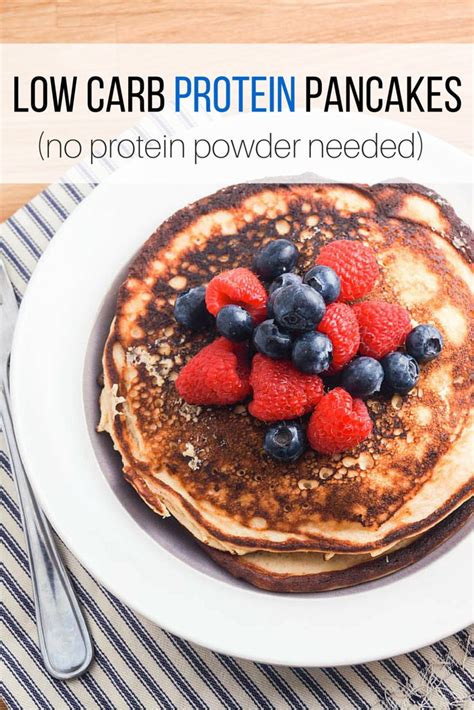 Made with simple ingredients, these healthy pancakes are low calorie, high fiber, egg free and have no added sugar. Low Carb Protein Pancakes - Slender Kitchen