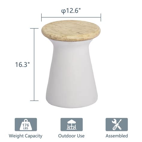 Cosiest Outdoorandindoor Patio Round Lightweight Concrete Accent Coffee