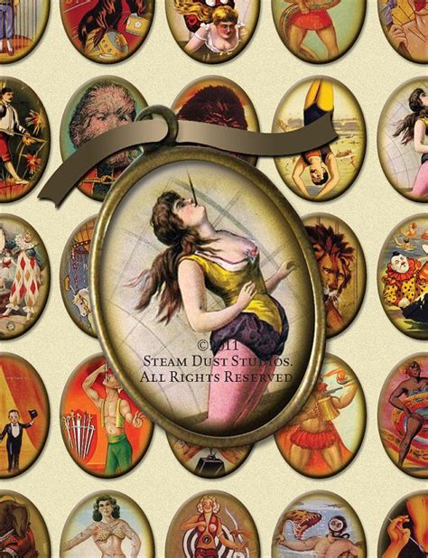 Vintage Circus Sideshow Images 30x40mm Cameo Size Oval Etsy