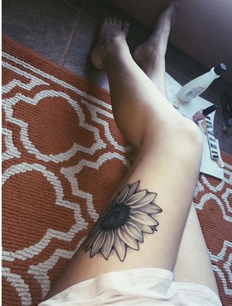 sunflower thigh tattoo sunflower tattoo thigh trendy tattoos thigh tattoos women