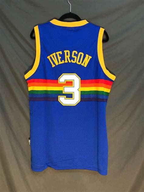 All jerseys are subject to availability, if a jersey you ordered is out of western union is the official sponsor of the denver nuggets and all jerseys sold in the team store. Allen Iverson #3 Denver Nuggets Throwback Jersey Stitched Men Blue | eBay