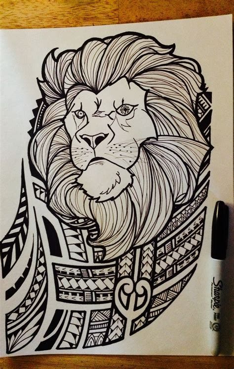 Lion With Polynesian Tribal Joel Jalayahay Art Maori Tattoo