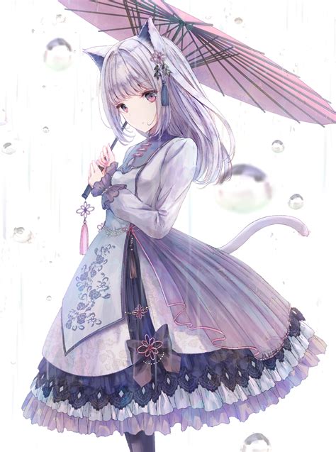 fond d écran anime filles anime fond simple caractères originaux robe parapluie