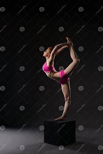 Redhead Ballerina Doing Vertical Gymnastic Split Stock Image Image Of