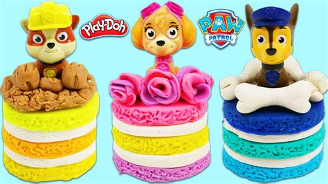 How To Make Cute Paw Patrol Play Doh Cakes With Chase Skye And Rubble