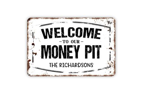 Personalized Welcome To Our Money Pit Sign Custom Metal Wall Etsy