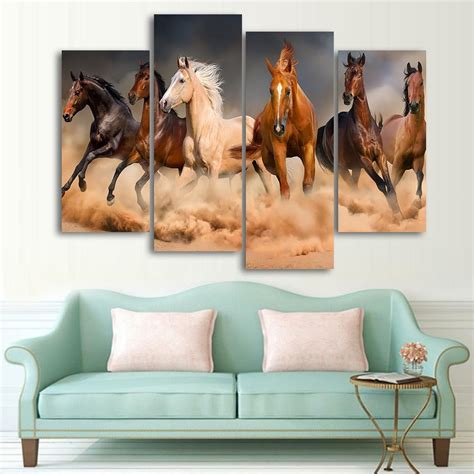 Wild Horses Framed 4 Piece Canvas Wall Art Images Pictures Wallpaper M