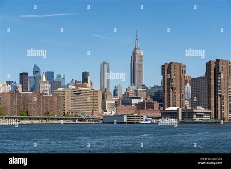 Manhattan Skyline Seen From The East River New York City New York