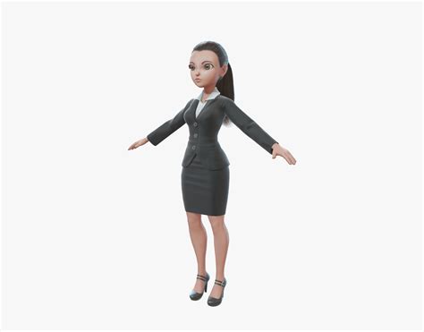 3d Model Cartoon Business Woman Vr Ar Low Poly Max Obj Fbx Tga