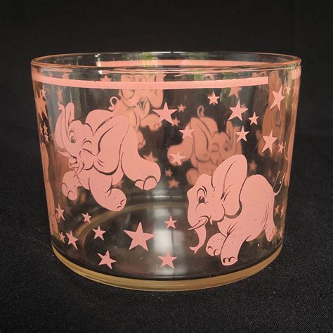 RARE Hazel Atlas Dancing Pink Elephants Vintage Glass Ice Bucket Etsy