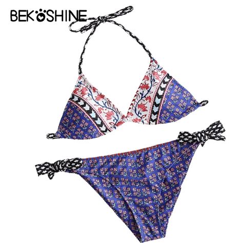 Bekoshine Sexy Bikini Set Print Biquini Swimwear 2018 Swimsuit Bandage Biquini Bikini Femme New