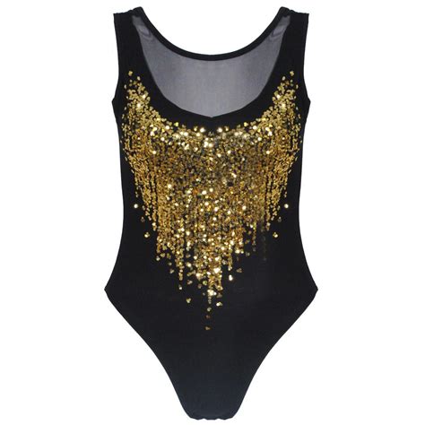 black sleeveless mesh insert gold sequin bodysuit preview sequin bodysuit bodysuit black