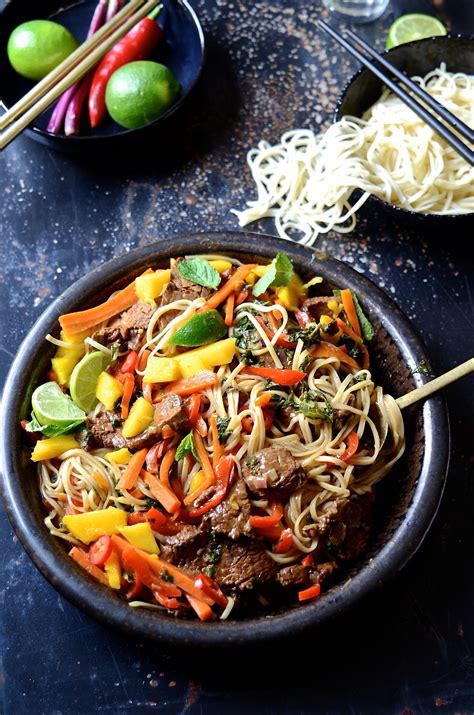 Spicy Beef Stir Fry With Sweet Peppers And Mango Bibbyskitchen Recipes