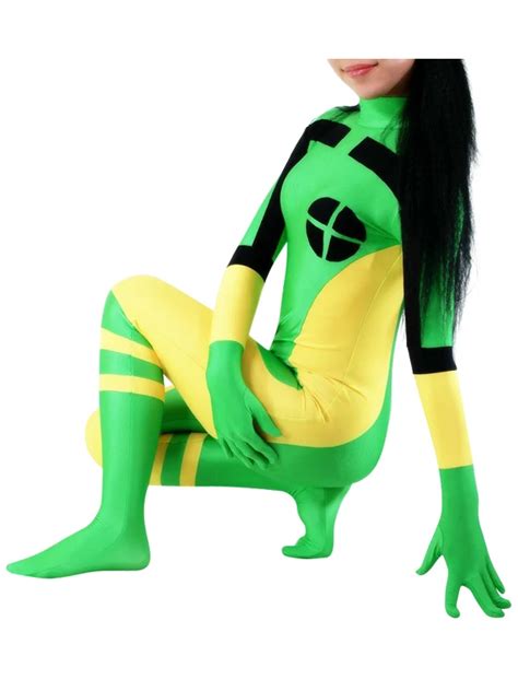 Zentai Lycra Spandex Rogue X Men Costume For Halloween And Cosplay