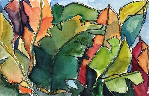 Items Similar To Art Abstract Painting Tropical Watercolor Foliage