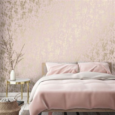 Milan Metallic Wallpaper In Blush Pink And Gold Pink Wallpaper Bedroom