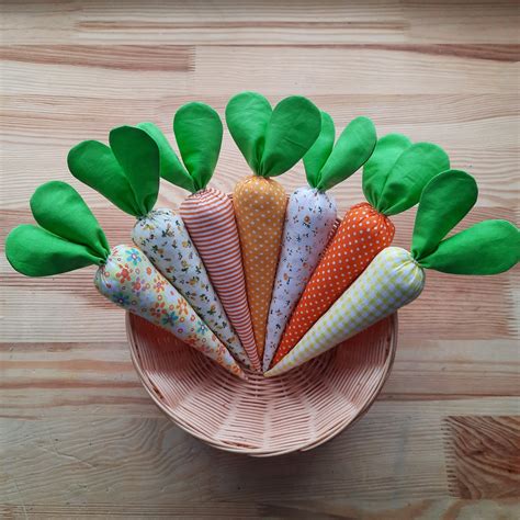 Set Of 7 Easter Carrots Fabric Carrots Spring Ornaments Easter Etsy
