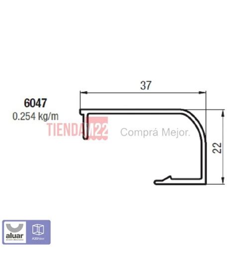 6047 A30 Contravidrio Curvo Perfil Aluar Aluar