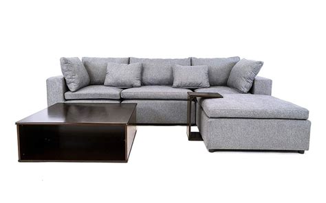 One side is longer than the other. Modular Sofa Configurable Sectional L-Shape Couch Wood ...