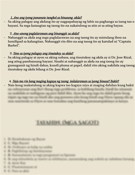 SOLUTION Filipino Th Grade Worksheet Dr Jose Rizal Studypool