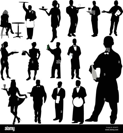 Waiters And Waitresses Silhouette Vector Stock Vector Image And Art Alamy