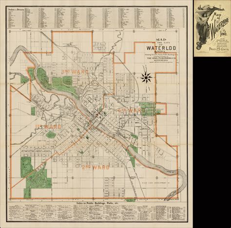 Map Of The City Of Waterloo Iowa Showing Streets Parks Public