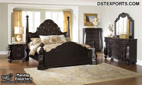traditional solid wood handmade bedroom furniture set mandap exporters