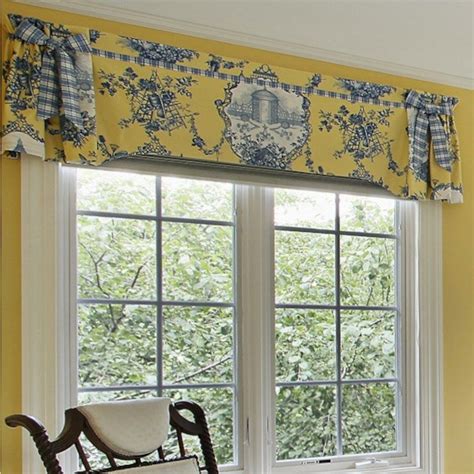 Divine Blue And Yellow Valance Brocade Drapes