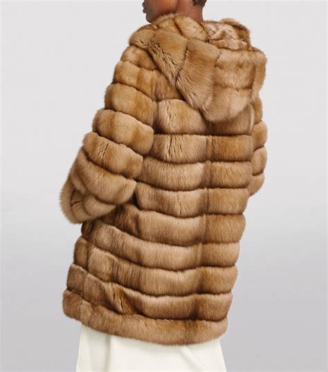 Womens Yves Salomon Beige Hooded Fur Coat Harrods Uk