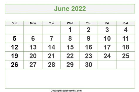 June 2022 Calendar Calendar Next