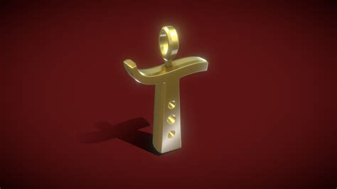 T Letter Pendant Gold Buy Royalty Free 3D Model By Sandeep Choudhary