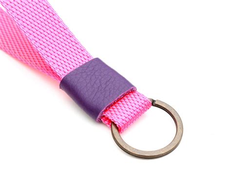 Neon Pink Keychain Nylon Key Strap Purple Teen Girl Etsy